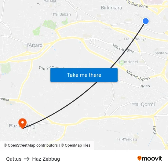 Qattus to Haz Zebbug map