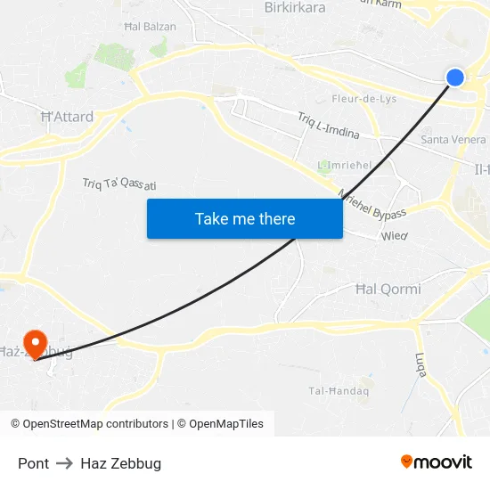 Pont to Haz Zebbug map