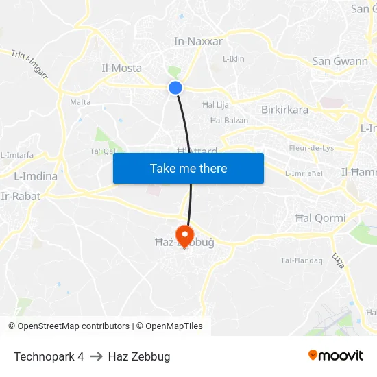 Technopark 4 to Haz Zebbug map