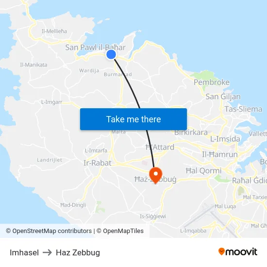 Imhasel to Haz Zebbug map