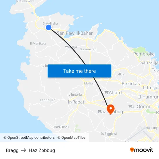 Bragg to Haz Zebbug map