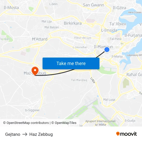 Gejtano to Haz Zebbug map