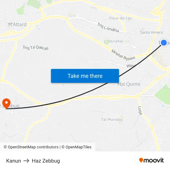 Kanun to Haz Zebbug map