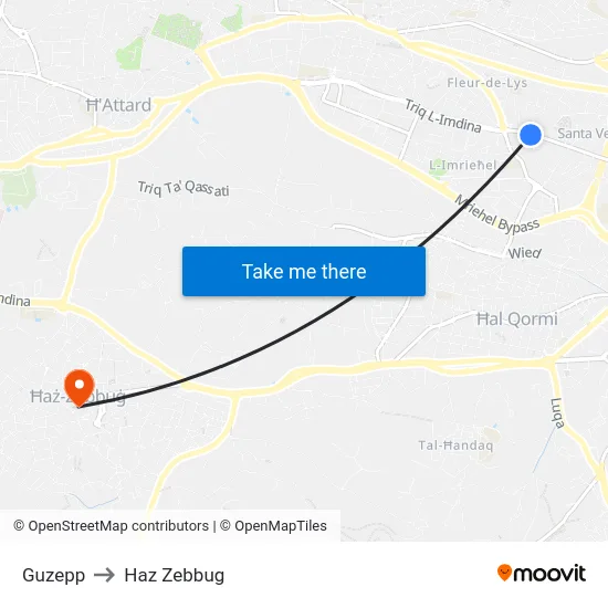 Guzepp to Haz Zebbug map