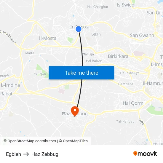 Egbieh to Haz Zebbug map