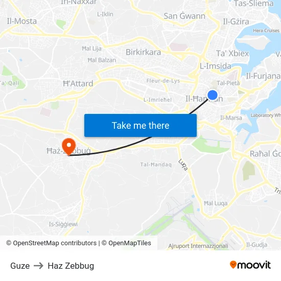Guze to Haz Zebbug map