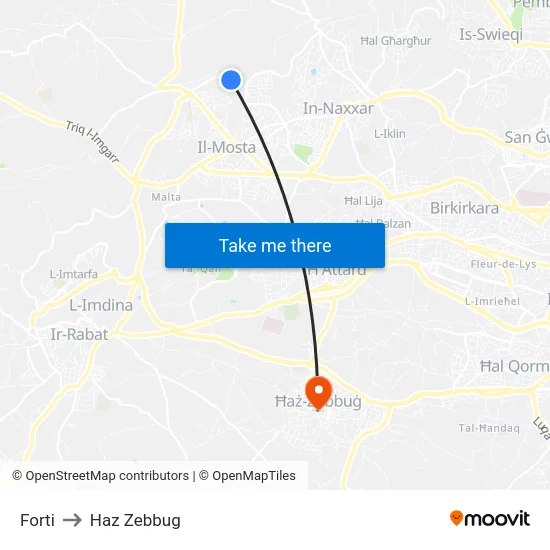 Forti to Haz Zebbug map