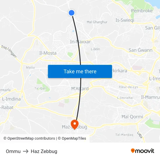 Ommu to Haz Zebbug map