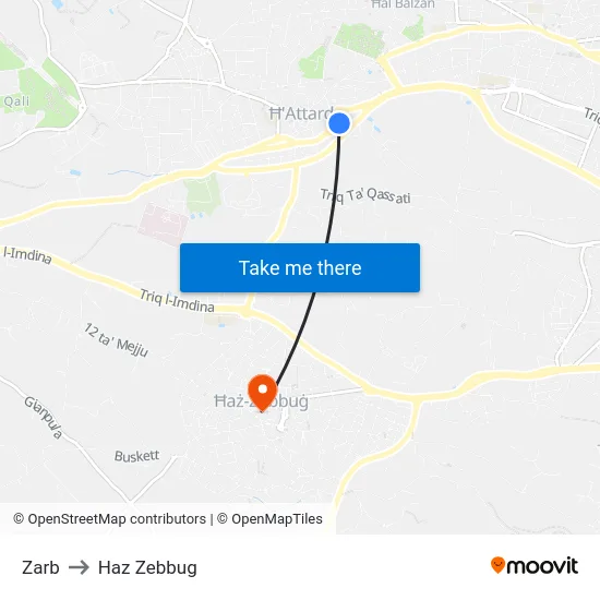 Zarb to Haz Zebbug map