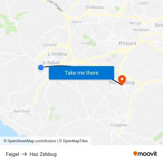 Fejgel to Haz Zebbug map