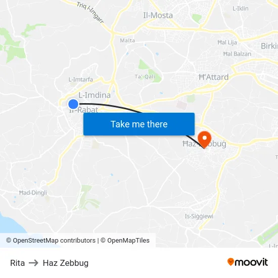 Rita to Haz Zebbug map