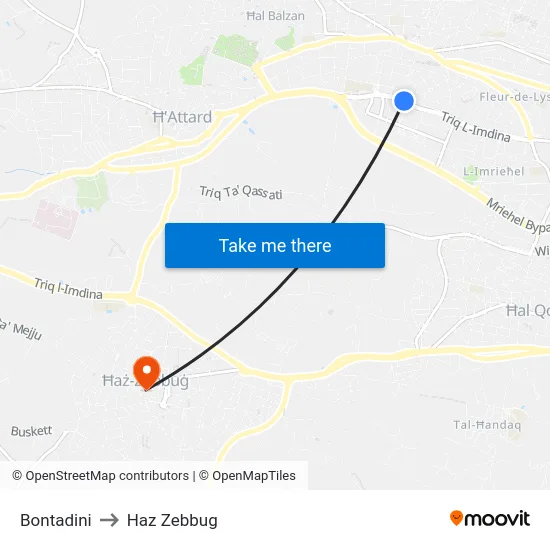 Bontadini to Haz Zebbug map