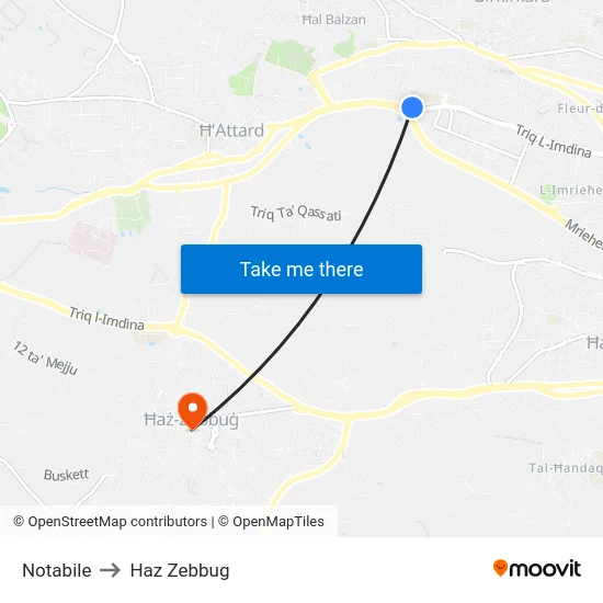 Notabile to Haz Zebbug map