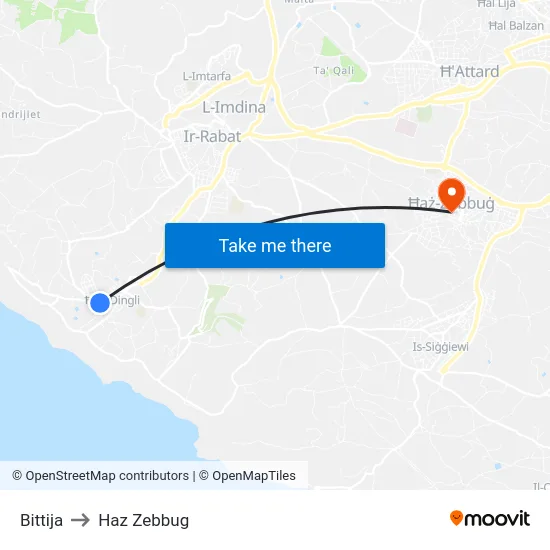 Bittija to Haz Zebbug map