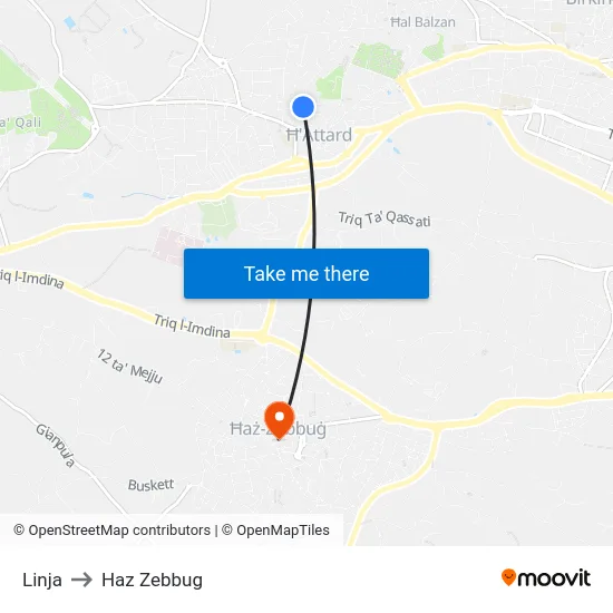 Linja to Haz Zebbug map
