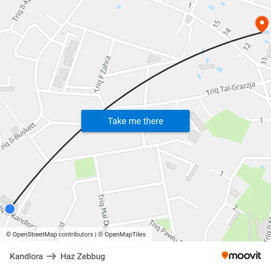 Kandlora to Haz Zebbug map