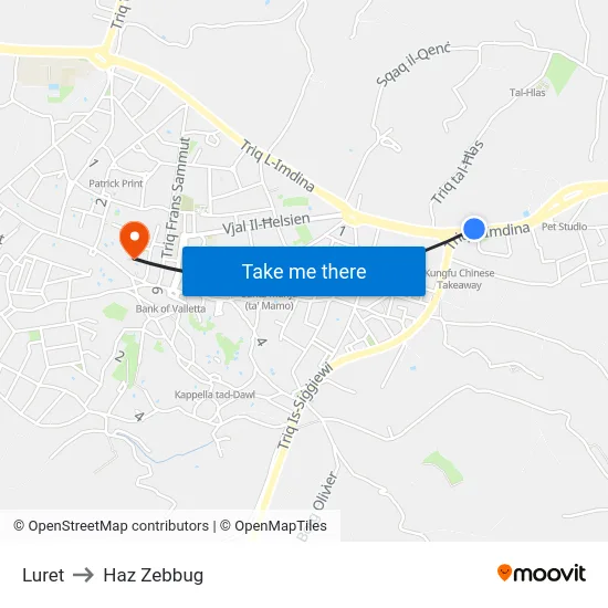 Luret to Haz Zebbug map