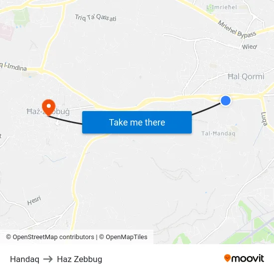 Handaq to Haz Zebbug map