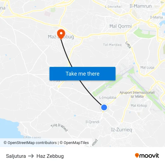 Saljutura to Haz Zebbug map