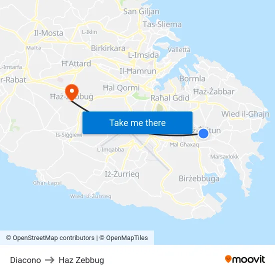 Diacono to Haz Zebbug map