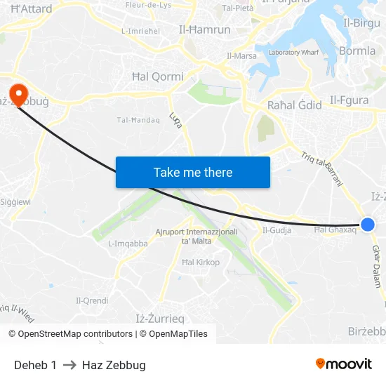 Deheb 1 to Haz Zebbug map