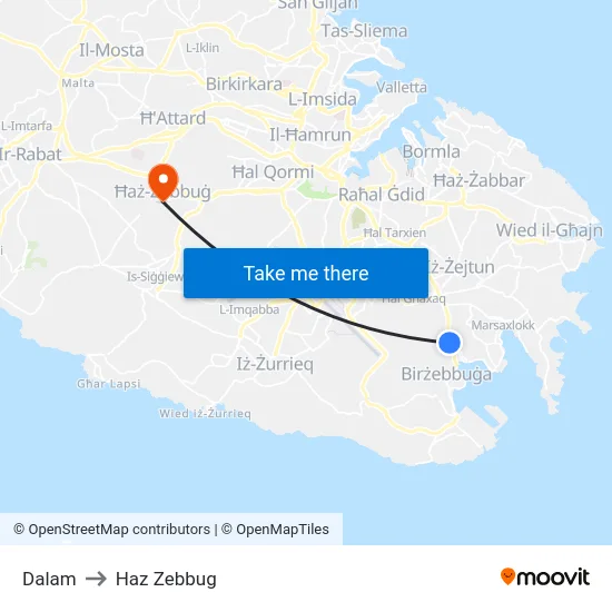 Dalam to Haz Zebbug map