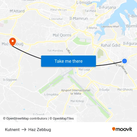 Kutnent to Haz Zebbug map