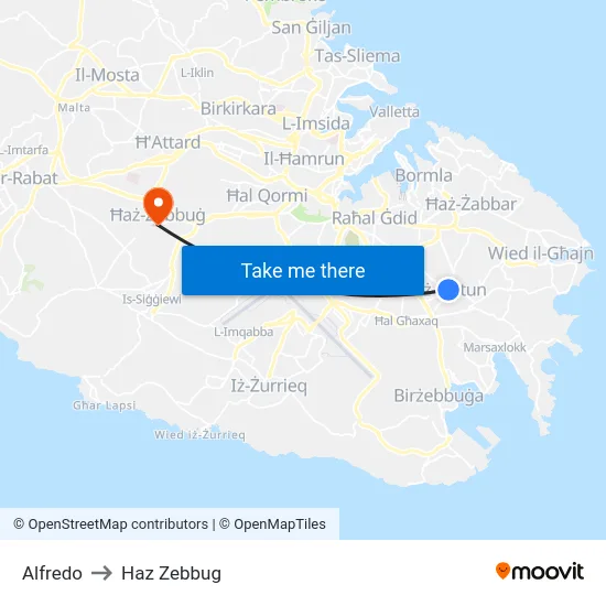 Alfredo to Haz Zebbug map