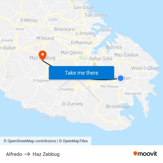 Alfredo to Haz Zebbug map