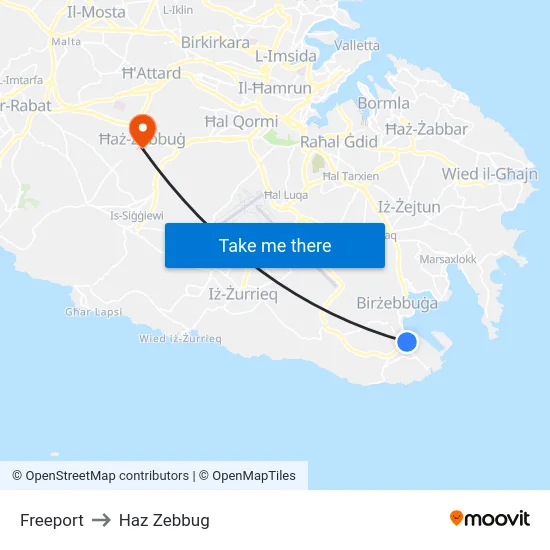 Freeport to Haz Zebbug map