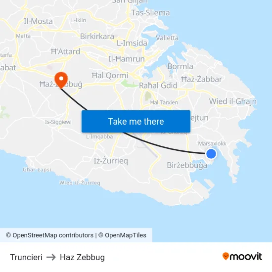 Truncieri to Haz Zebbug map