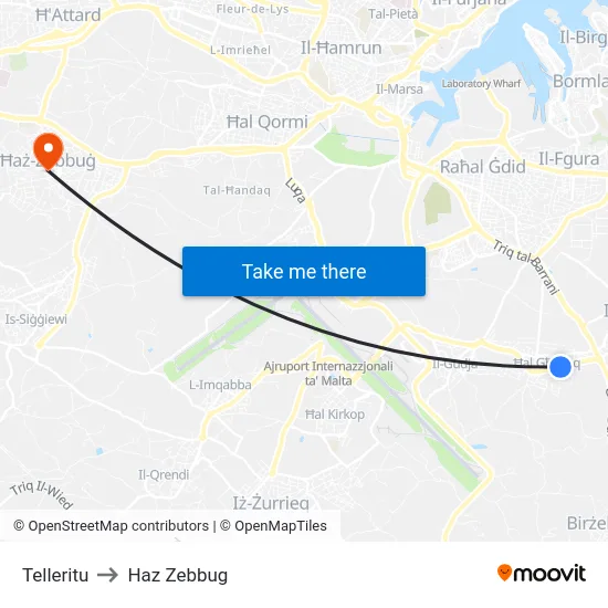 Telleritu to Haz Zebbug map