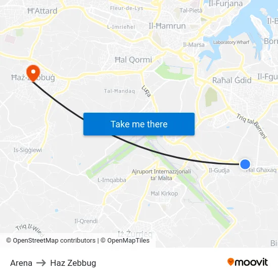 Arena to Haz Zebbug map