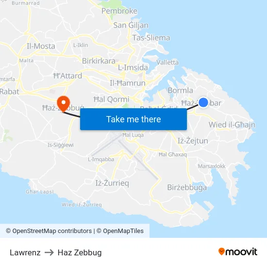 Lawrenz to Haz Zebbug map