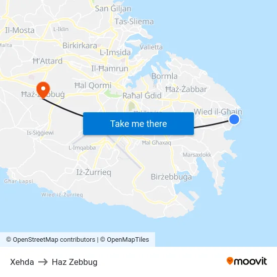 Xehda to Haz Zebbug map