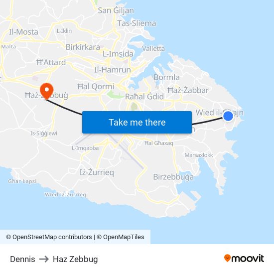 Dennis to Haz Zebbug map