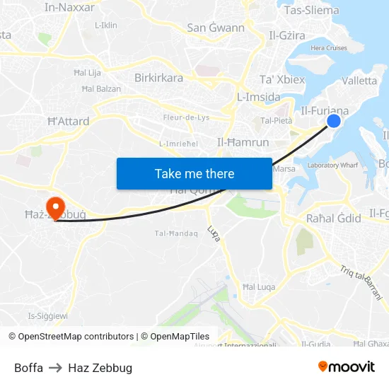 Boffa to Haz Zebbug map
