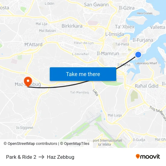 Park & Ride 2 to Haz Zebbug map