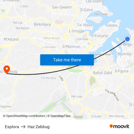 Esplora to Haz Zebbug map