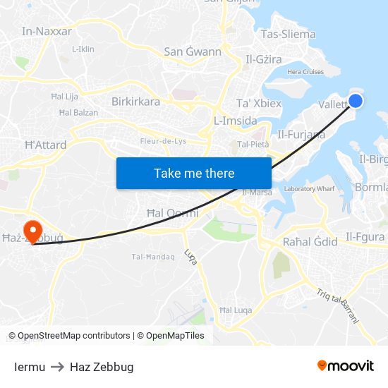 Iermu to Haz Zebbug map