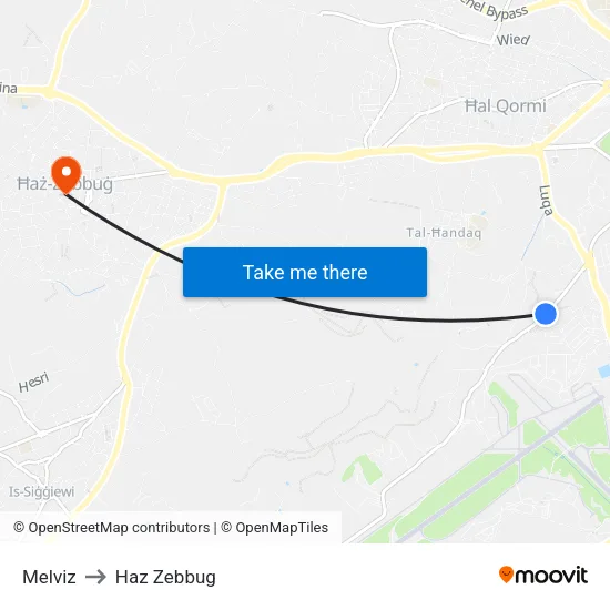 Melviz to Haz Zebbug map