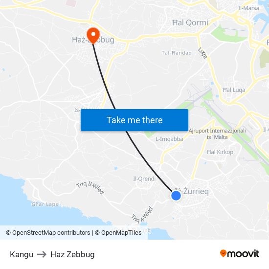Kangu to Haz Zebbug map