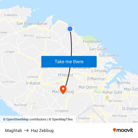 Maghtab to Haz Zebbug map