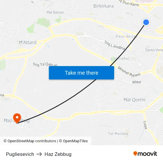 Pugliesevich to Haz Zebbug map