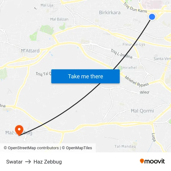 Swatar to Haz Zebbug map