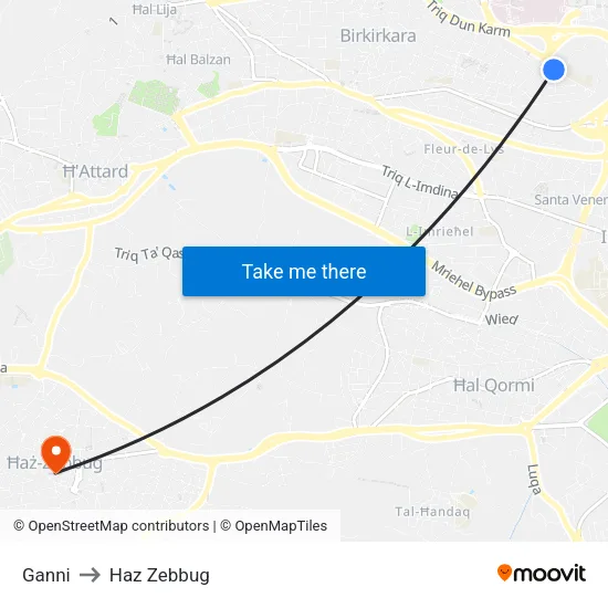 Ganni to Haz Zebbug map