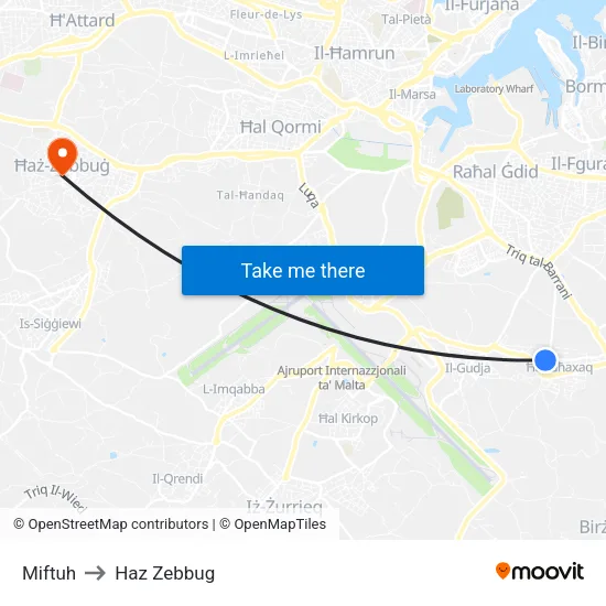 Miftuh to Haz Zebbug map