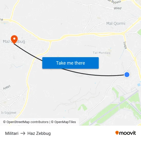 Militari to Haz Zebbug map
