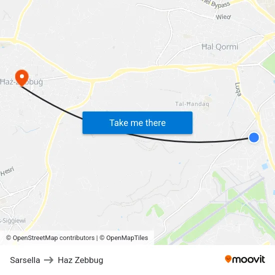 Sarsella to Haz Zebbug map