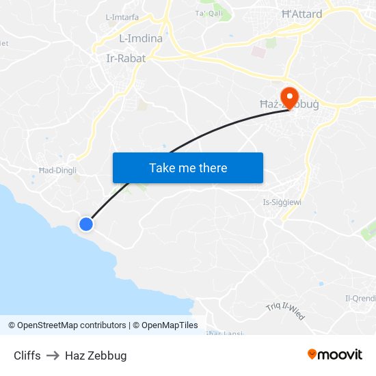 Cliffs to Haz Zebbug map